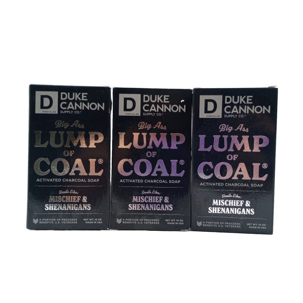 Duke Cannon Big Ass Lump of Coal Soap 10oz EA Activated Charcoal Set‎ Of 3